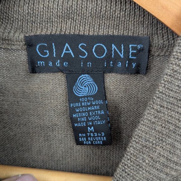 Vintage Giasone 100% Merino Wool Mock Neck Sweater Men’s M Brown Made in Italy - Picture 3 of 4